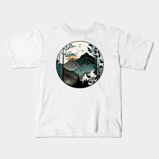 beautiful mountain view, vintage style Kids T-Shirt